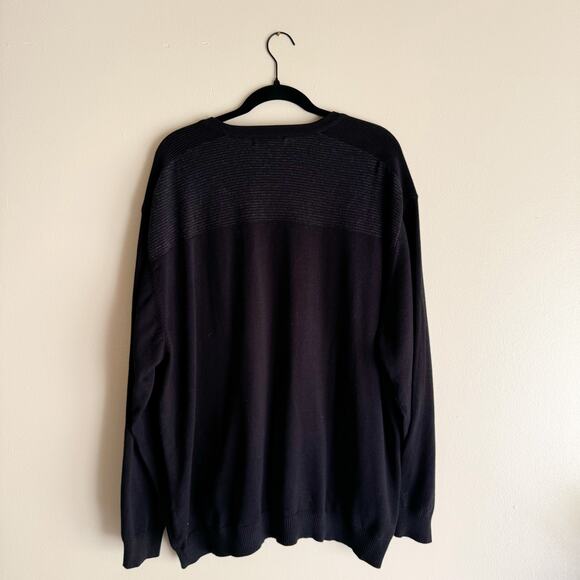Cutter & Buck Black Long Sleeve Ribbed Detail V Neck Sweater - 2XB - Picture 6 of 7